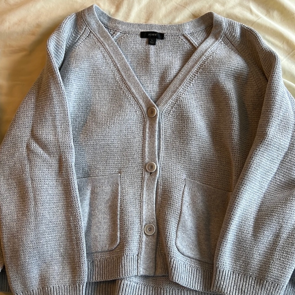 JCREW grey cardigan sweater